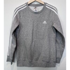 Adidas Pullover Sweatshirt Mens Essentials French Terry 3-Stripes Logo Gray sz S